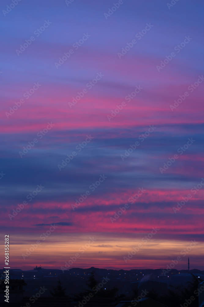 colorful sunset sky with beautiful clouds over the Istanbul