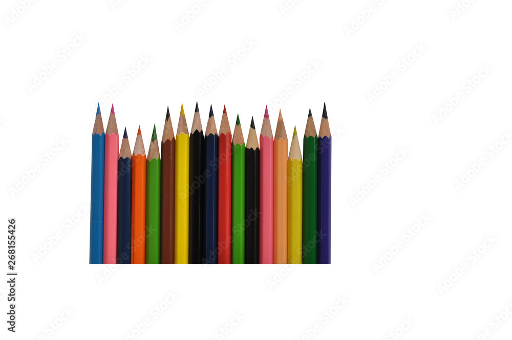 Fototapeta premium colored pencils on a white background. space for text