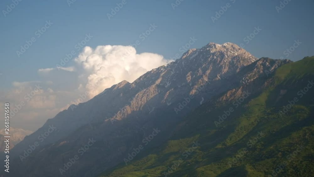 Mountain lake on misty summer evening panorama Mountain lake on misty summer evening panorama