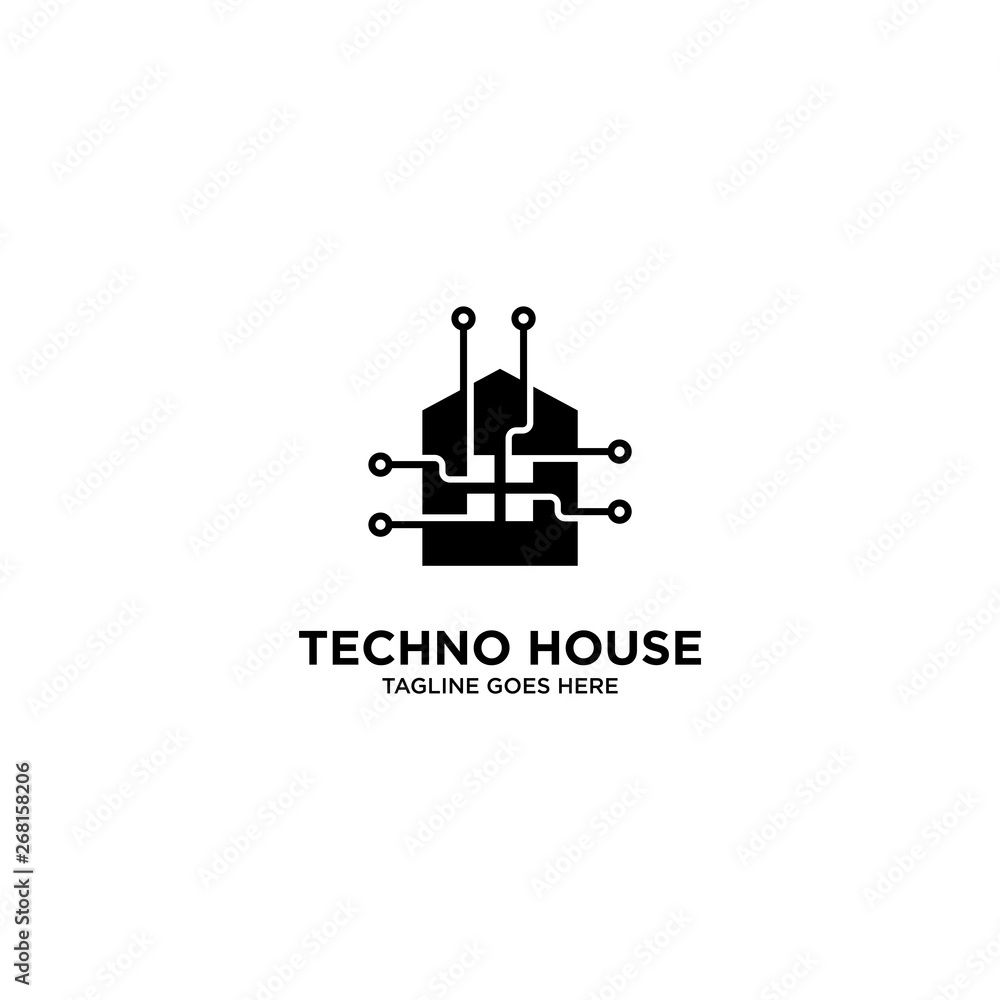 Obraz premium Techno House Logo Design Vector