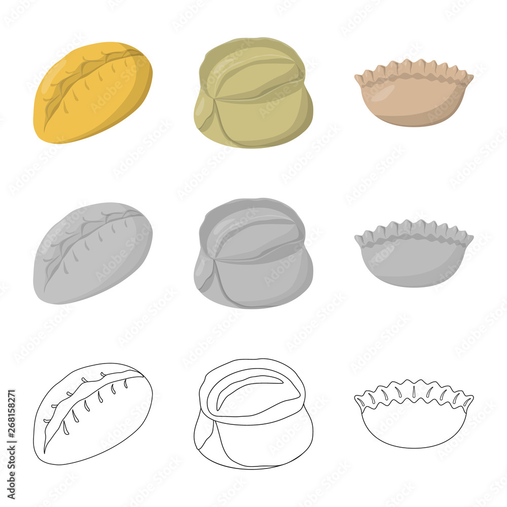 Vector design of products and cooking sign. Set of products and appetizer stock vector illustration. Vector design of products and cooking sign. Set of products and appetizer stock vector illustration.
