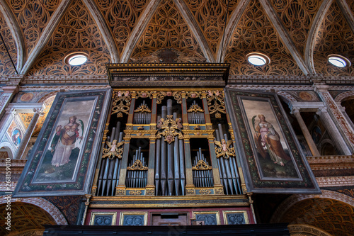 Italy  28 03 2019  San Maurizio al Monastero Maggiore  a 1518 church known as the Sistine Chapel of Milan  view of the Hall of nuns with the mechanical transmission organ by Giovan Giacomo Antegnati