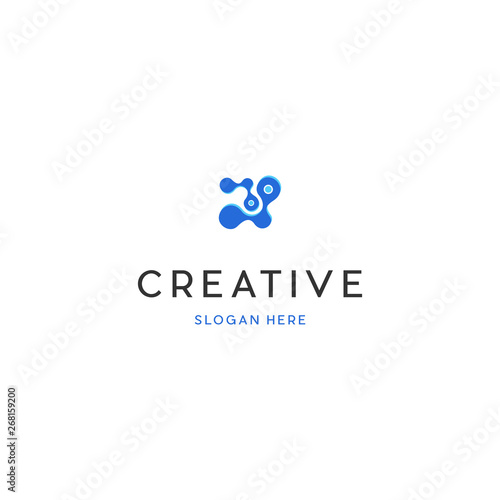 Cell Biology Creative Modern Logo Design Template, Biotech Logo Design Inspiration - Vector, vector logo bio DNA with simple and unique shapes with blue colors.
