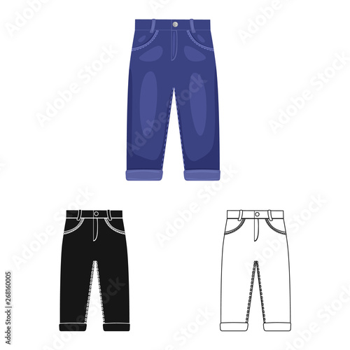 Vector design of pants and boy icon. Collection of pants and style stock symbol for web.