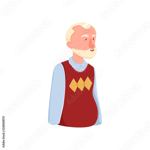 Cute senior old man avatar with white beard