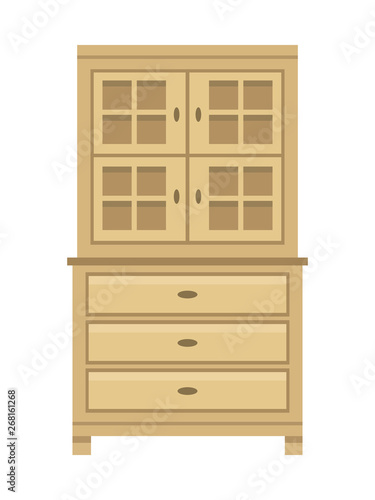 Wooden cupboard on white background