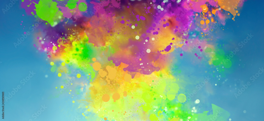 multicolored bright Abstract watercolor drawing on a paper image	