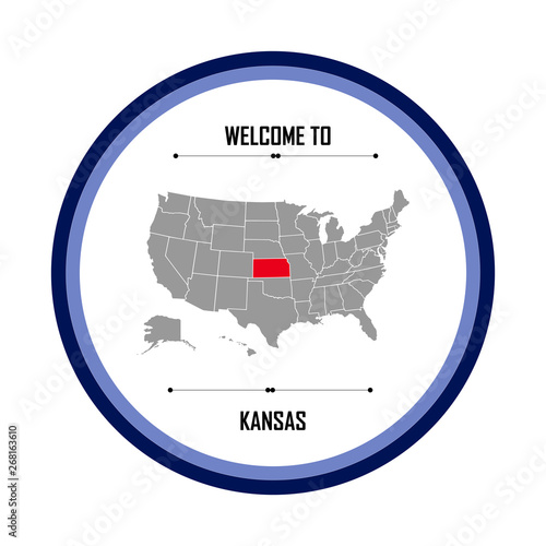 Kansas, Map of united states of america with landmark of Kansas, American map photo