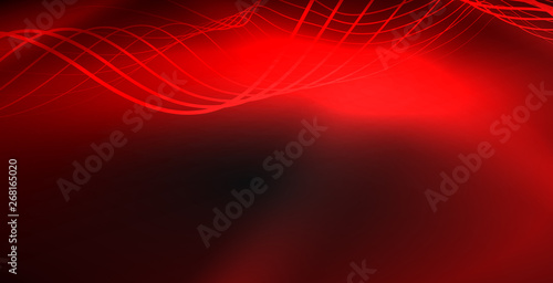 Glowing abstract wave on dark, shiny motion, magic space light. Techno abstract background