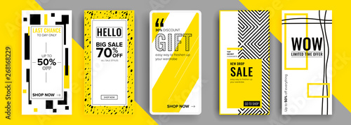 Trendy editable template for social networks stories, vector illustration. Design backgrounds for social media.