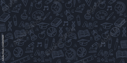 Back to School banner with hand draw doodle background. Vector illustration.