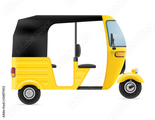 motor rickshaw tuk-tuk indian taxi transport vector illustration