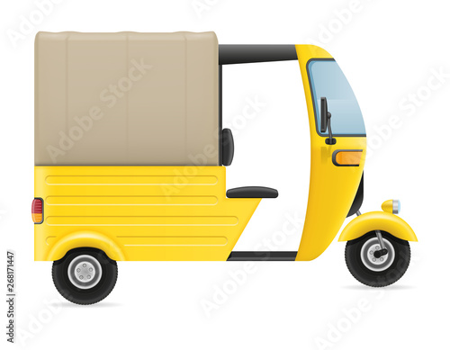 motor rickshaw tuk-tuk indian taxi transport vector illustration