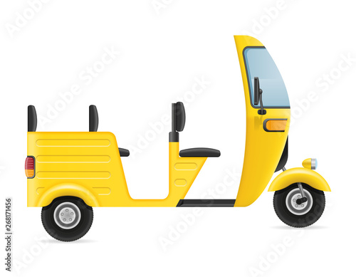 motor rickshaw tuk-tuk indian taxi transport vector illustration
