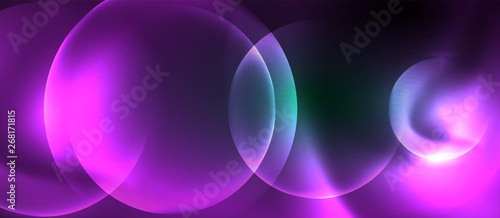 Neon glowing circles vector abstract background