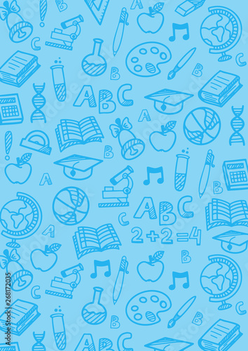 Back to School banner with hand draw doodle background. Vector illustration.