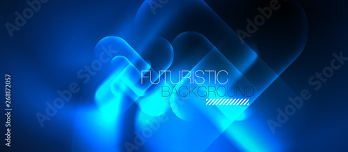 Blue neon round shapes techno background