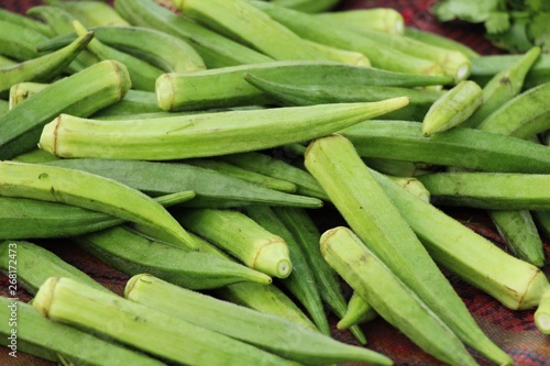 Fresh okra for cooking at street food
