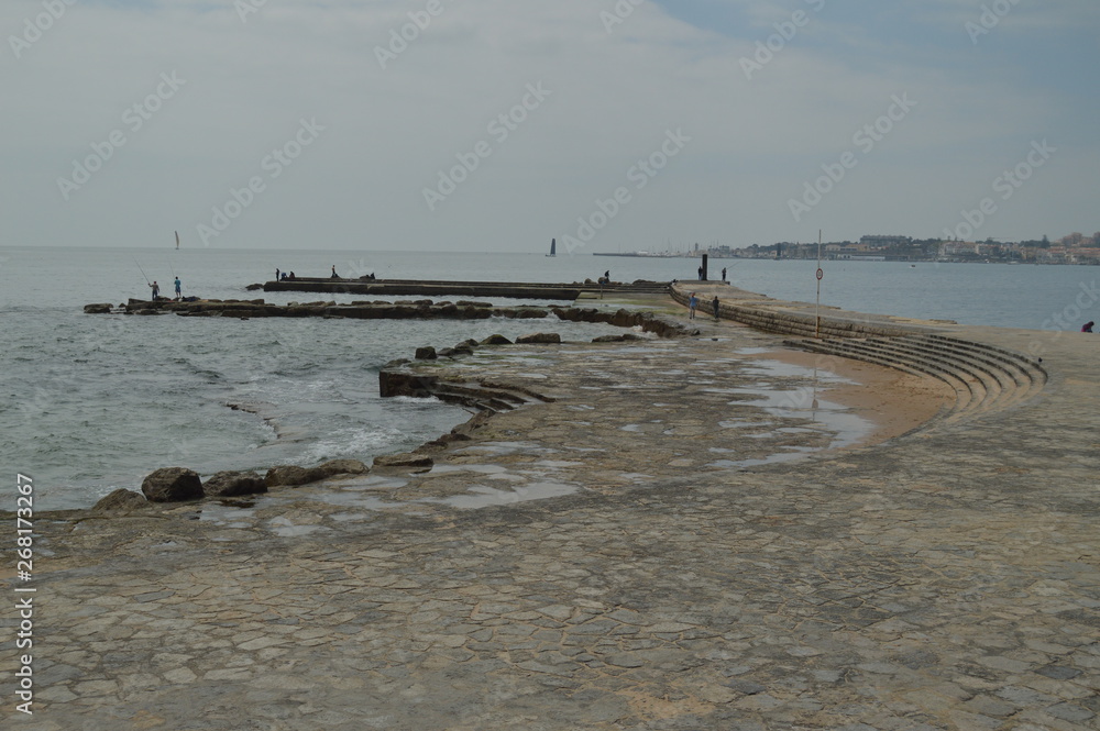 April 15, 2014. Estoril, Cascais, Sintra, Lisbon, Portugal. Fishing Area Near Poca Beach On The Estoril Coast. Travel, Nature, Landscape.