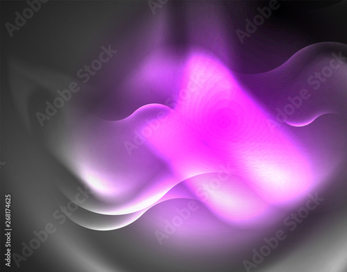 Fototapeta Naklejka Na Ścianę i Meble -  Shiny metallic neon waves vector design