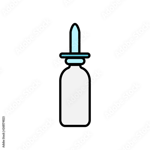 Small medical pharmacetic nasal drops in a jar for the treatment of rhinitis, a simple icon on a white background. Vector illustration