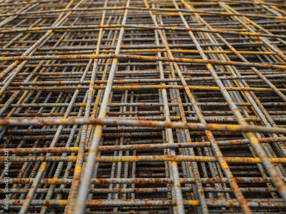 Rusty mesh for concrete reinforcement. Mesh floor screed. Reinforcement for concrete reinforcement on the floor