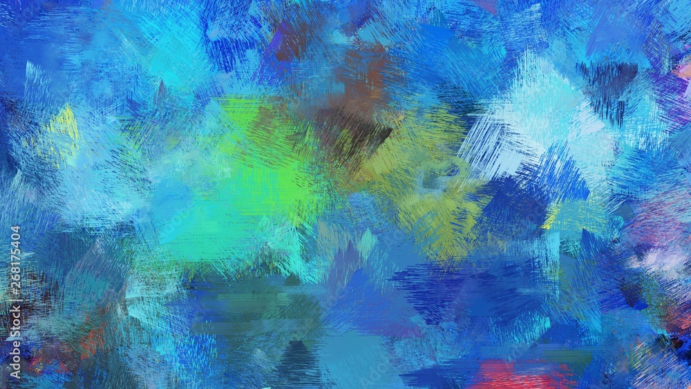 Fototapeta premium painting with brush strokes and steel blue, pastel blue and medium turquoise colors. can be used for wallpaper, cards, poster or creative fasion design elements