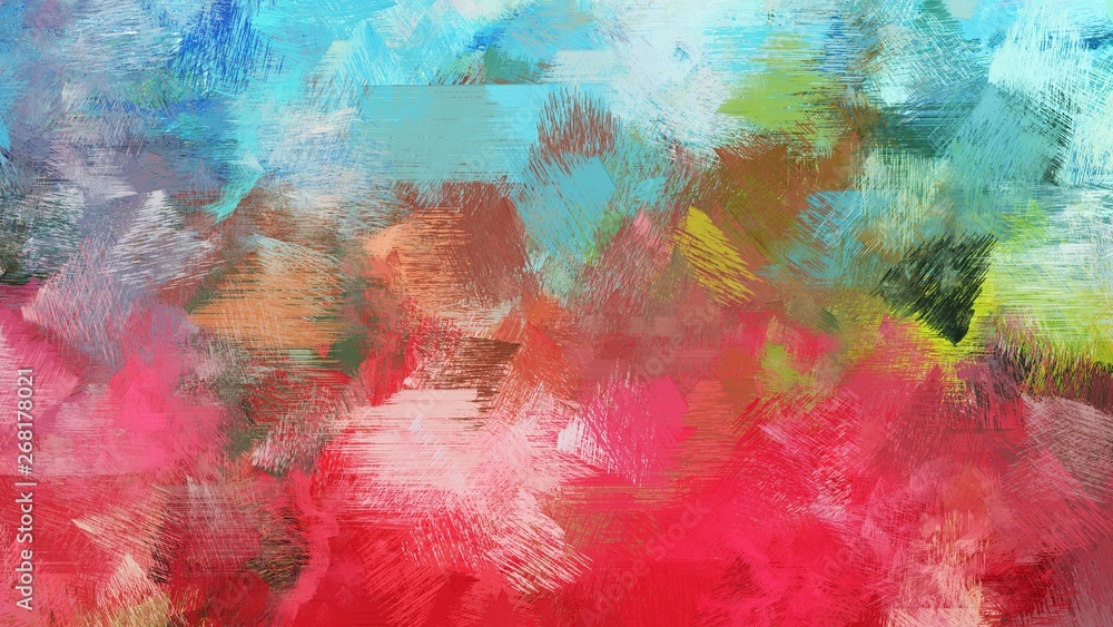 Fototapeta premium moderate red, pastel blue and teal blue color brushed strokes background. artistic texture can be used for wallpaper, cards, poster or creative fasion design elements