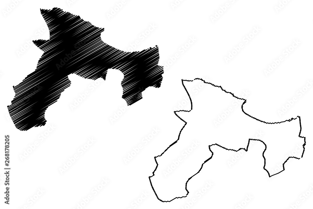 Bejaia Province (Provinces of Algeria, Peoples Democratic Republic of Algeria) map vector illustration, scribble sketch Bejaia map....
