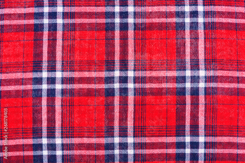 Red dark blue checkered shirt cloth background