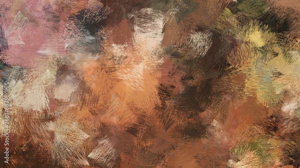 old brush strokes background with pastel brown, brown and very dark green colors. graphic can be used for wallpaper, cards, poster or creative fasion design elements - obrazy, fototapety, plakaty 