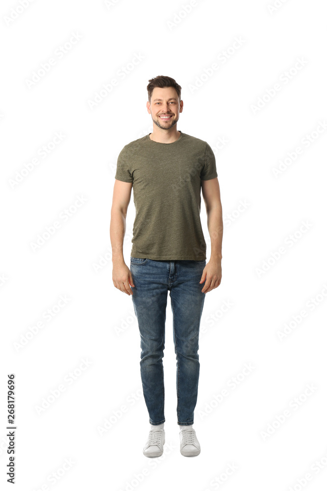 Full length portrait of handsome man posing on white background Full length portrait of handsome man posing on white background