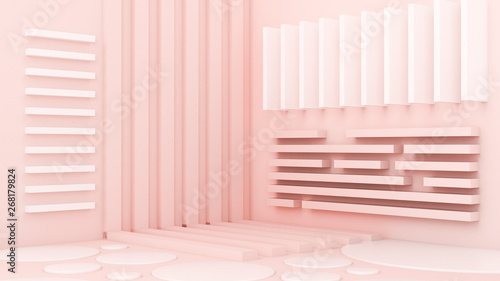 Pink white light background  studio and pedestal. 3d illustration  3d rendering.