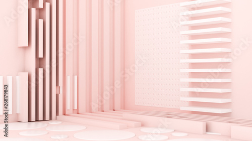 Pink white light background  studio and pedestal. 3d illustration  3d rendering.