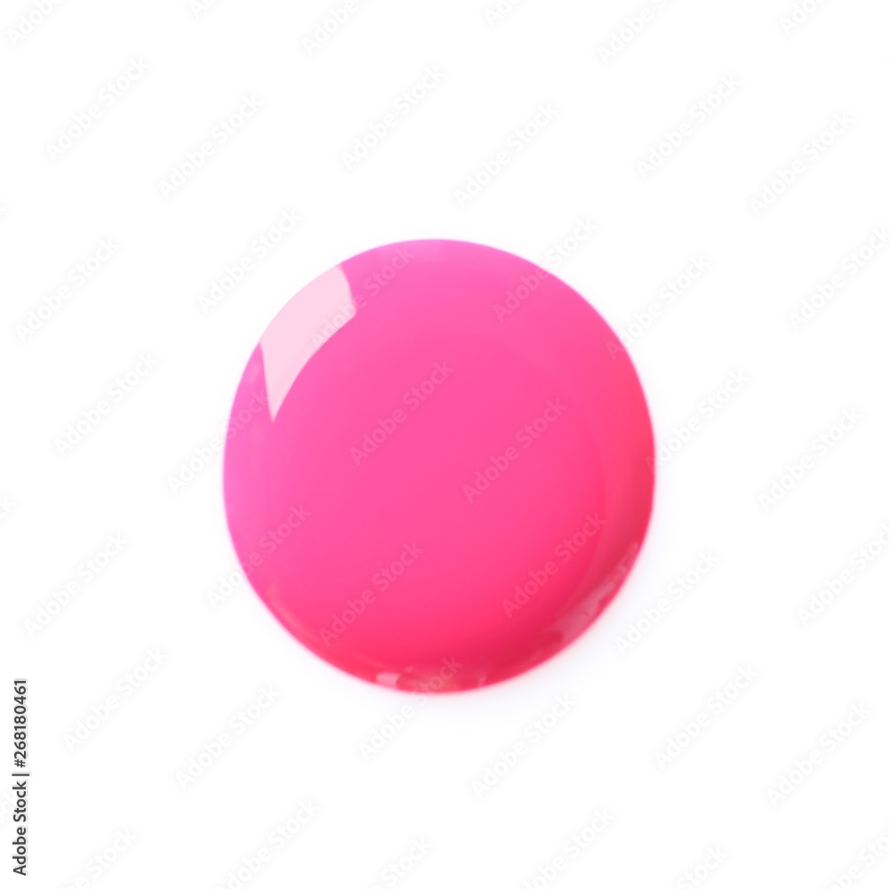 Color nail polish stain on white background, top view Color nail polish stain on white background, top view
