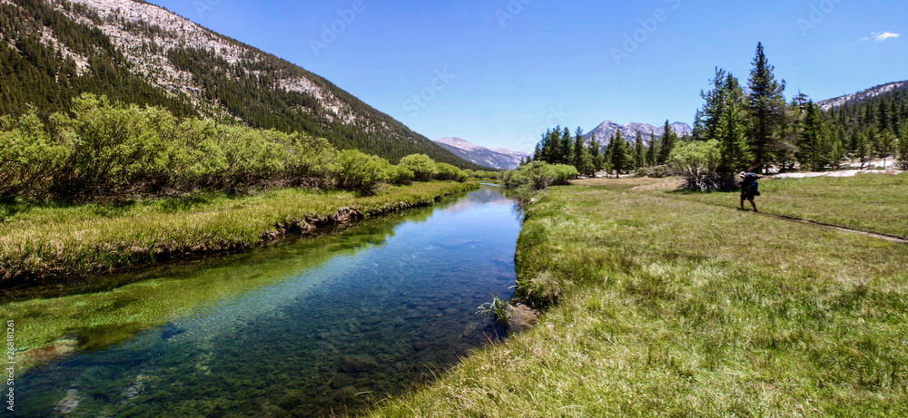 River in Lyell Canyon While Backpacking to Vogelsang High Sierra Camp in Yosemite National Park in California