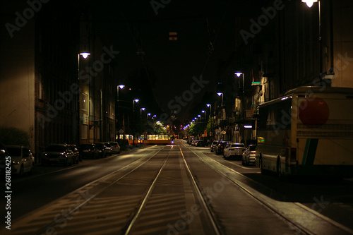 empty streets of the night city. Poland