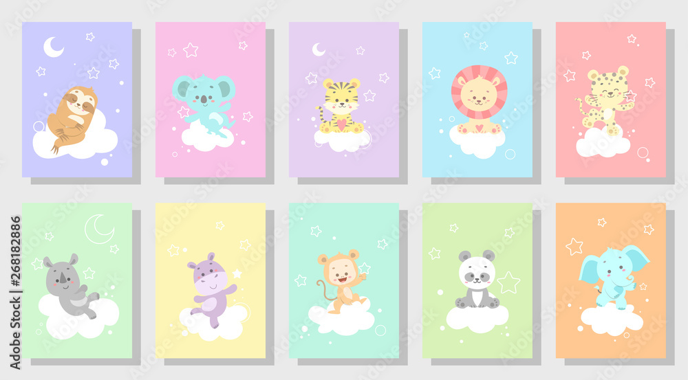 cute happy animal vector illustration set cute happy animal vector illustration set
