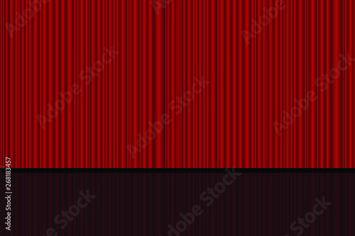 Closed red theatre curtain vector illustration