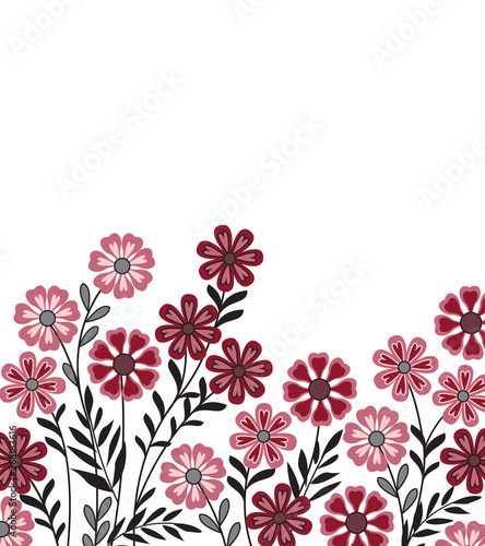 Fototapeta Naklejka Na Ścianę i Meble -  Vector illustration of a flowers with leaves. Floral background. Greeting cards