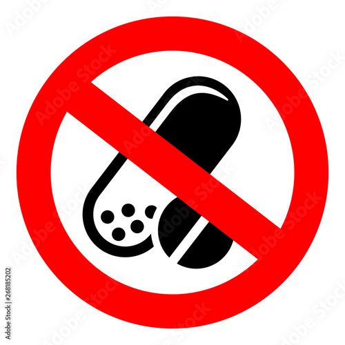 No medical pills vector sign