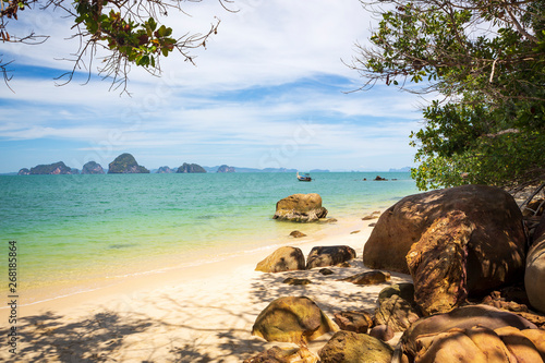 View to the Phang-Nga Bay from the Tub Kaek Beach in Krabi, Thailand. photo