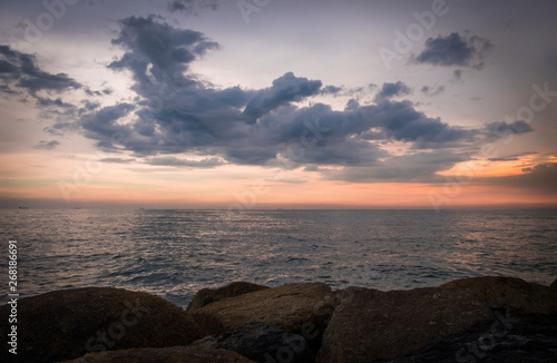 The sea sunset and blue sky coulds twilight sky  in Phuket  south Thailand.