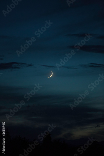 Crescent moon on a clear night photo