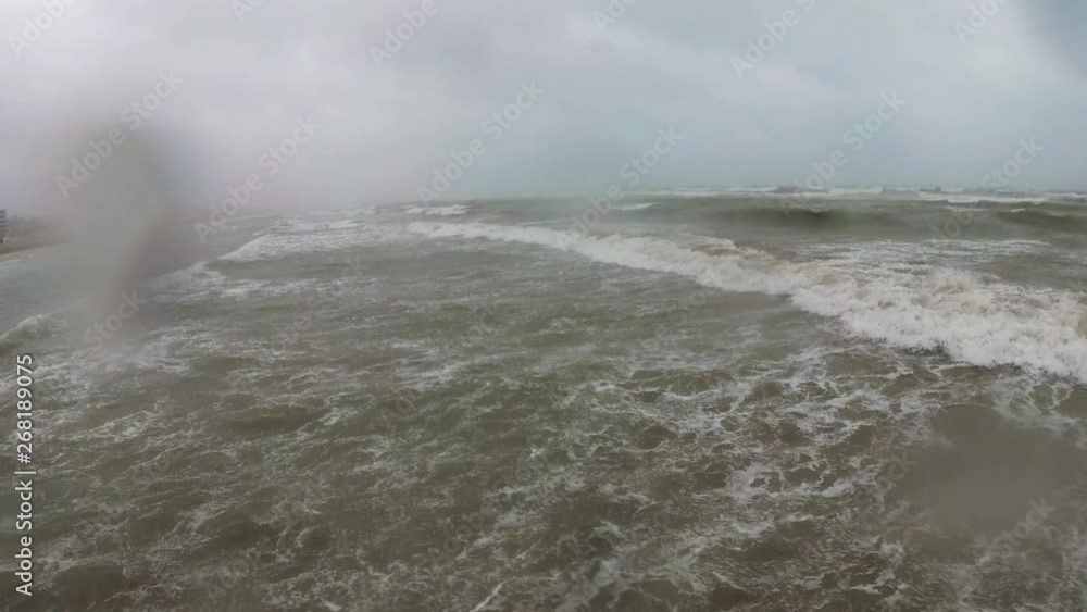 Extreme wind and rain on the beach. Storm on the Adriatic Sea. Extreme wind and rain on the beach. Storm on the Adriatic Sea.