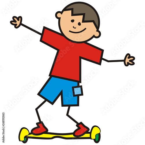 boy on the minisegway, funny vector illustration
