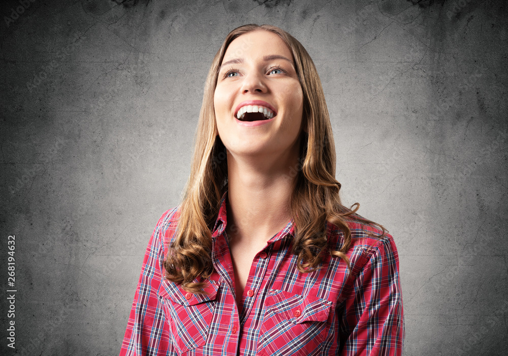 Happy charming girl smiling wide Happy charming girl smiling wide