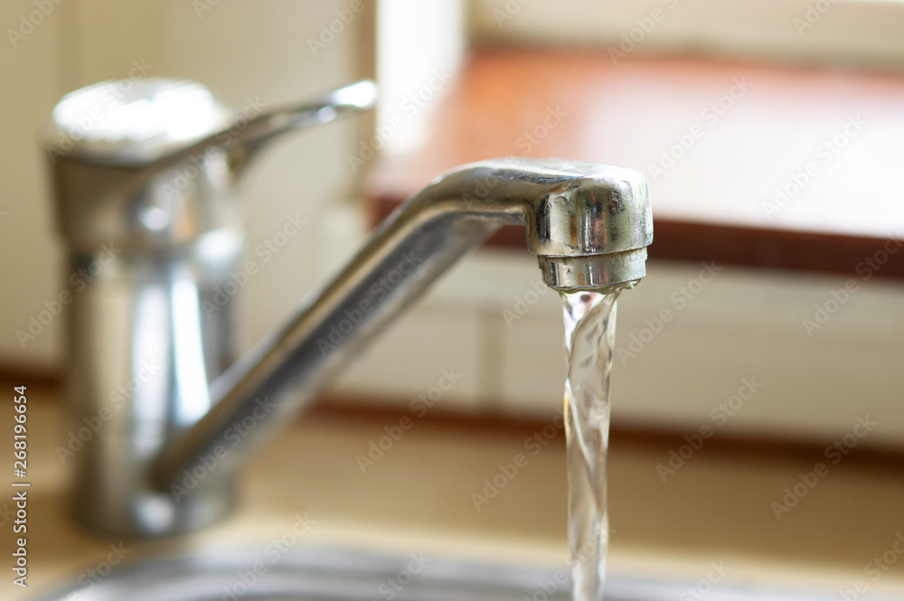 Tap for clean drink water, water flowing Tap for clean drink water, water flowing