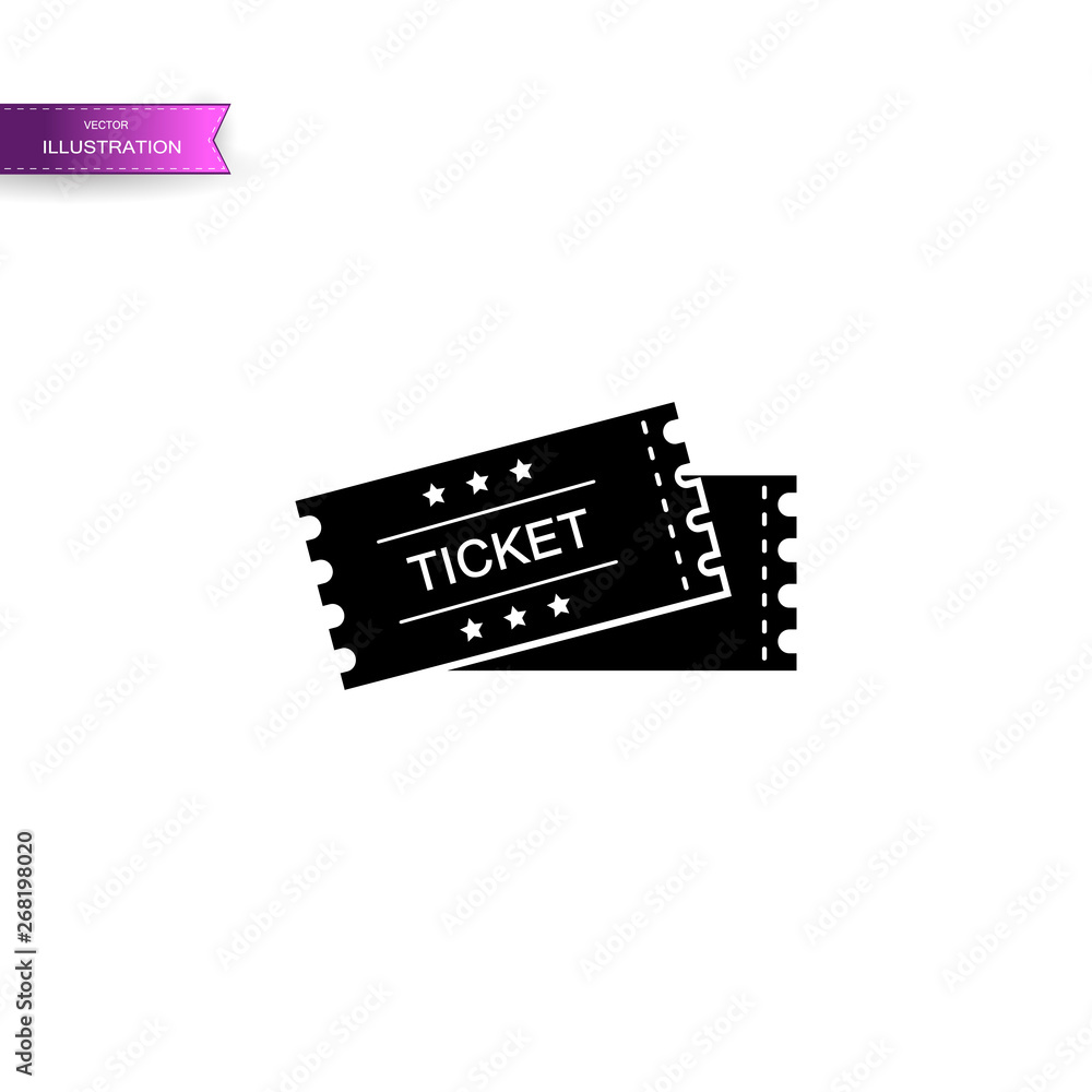 Obraz premium Ticket vector icon. Black illustration isolated for graphic and web design