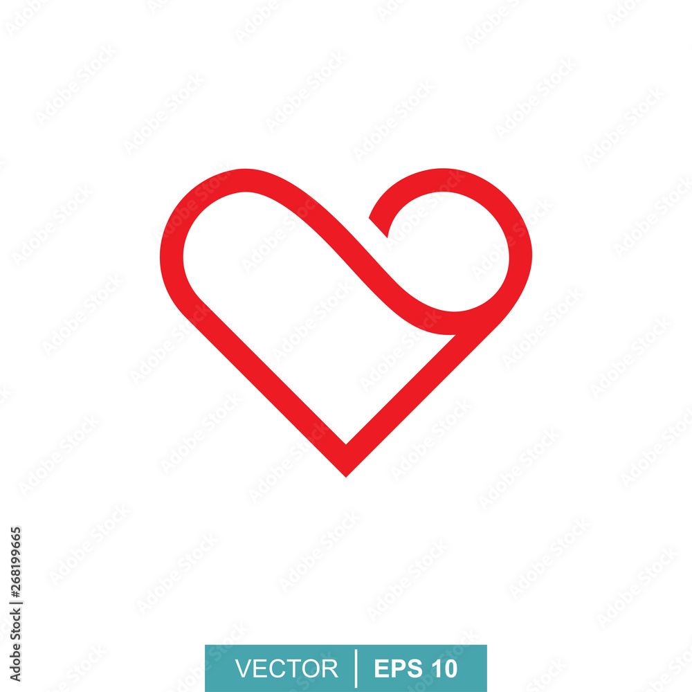 Stylized modern heart. Vector illustration on the theme of love and romance relationship. Flat design